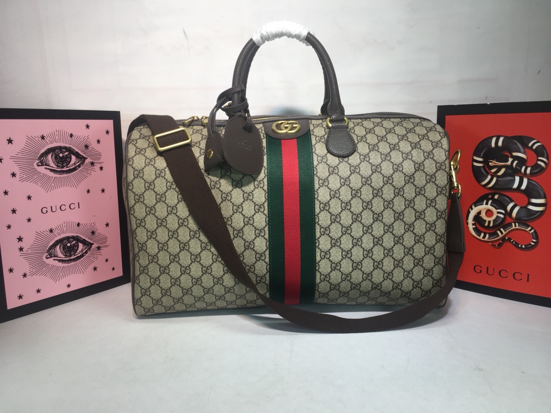 Replica Gucci Ophidia Medium Carry-On Duffle Beige/Black