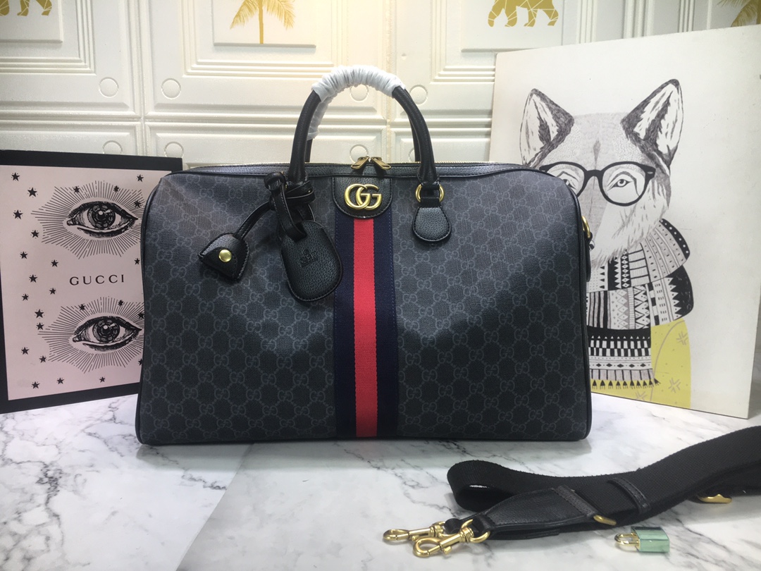 Replica Gucci Ophidia Medium Carry-On Duffle Beige/Black - Image 6