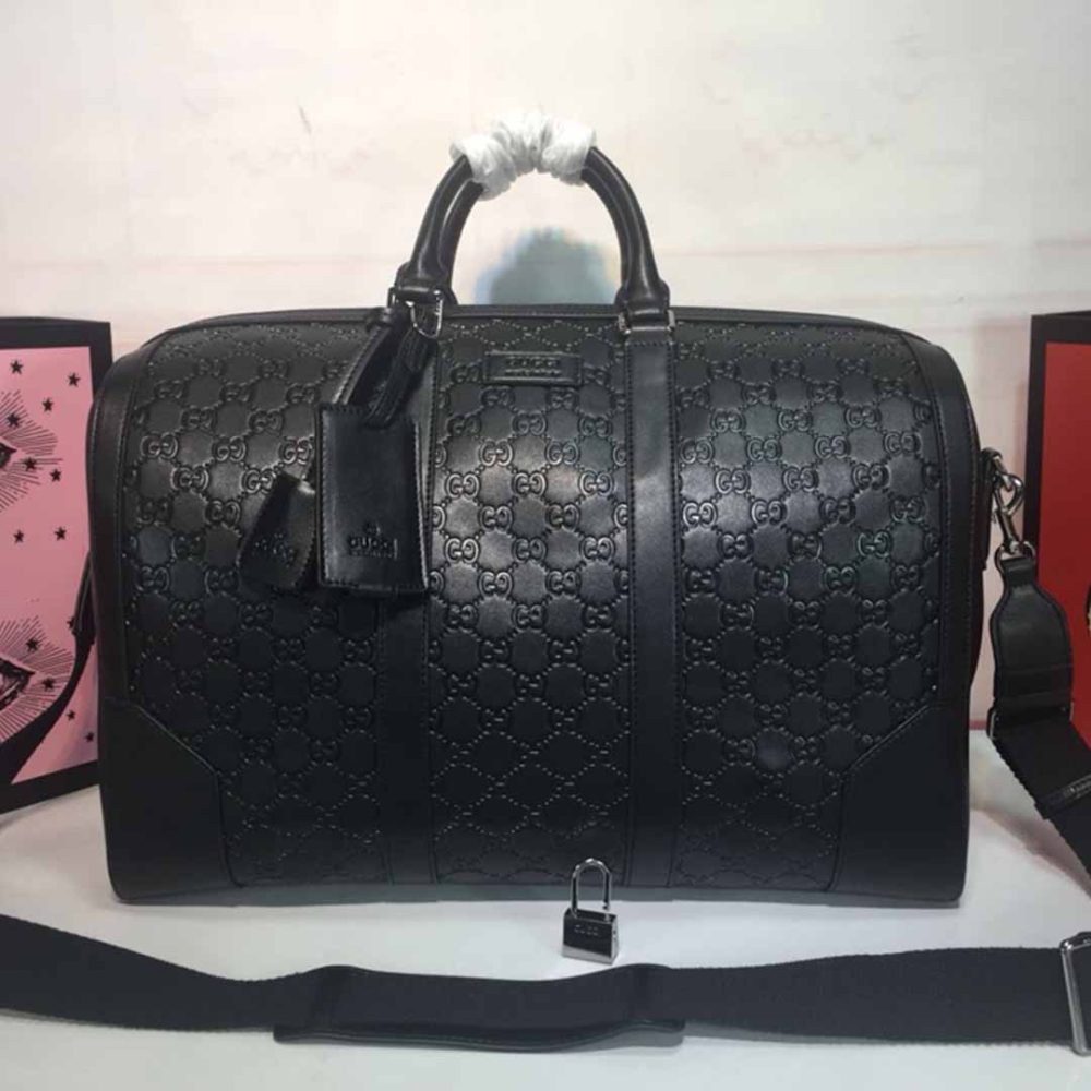 Best Replicas Bags - Gucci AAA-Double G embossed duffle bag 625768 BLACK/RED Top Quality Louis Vuitton LV Replica Bags On Sales