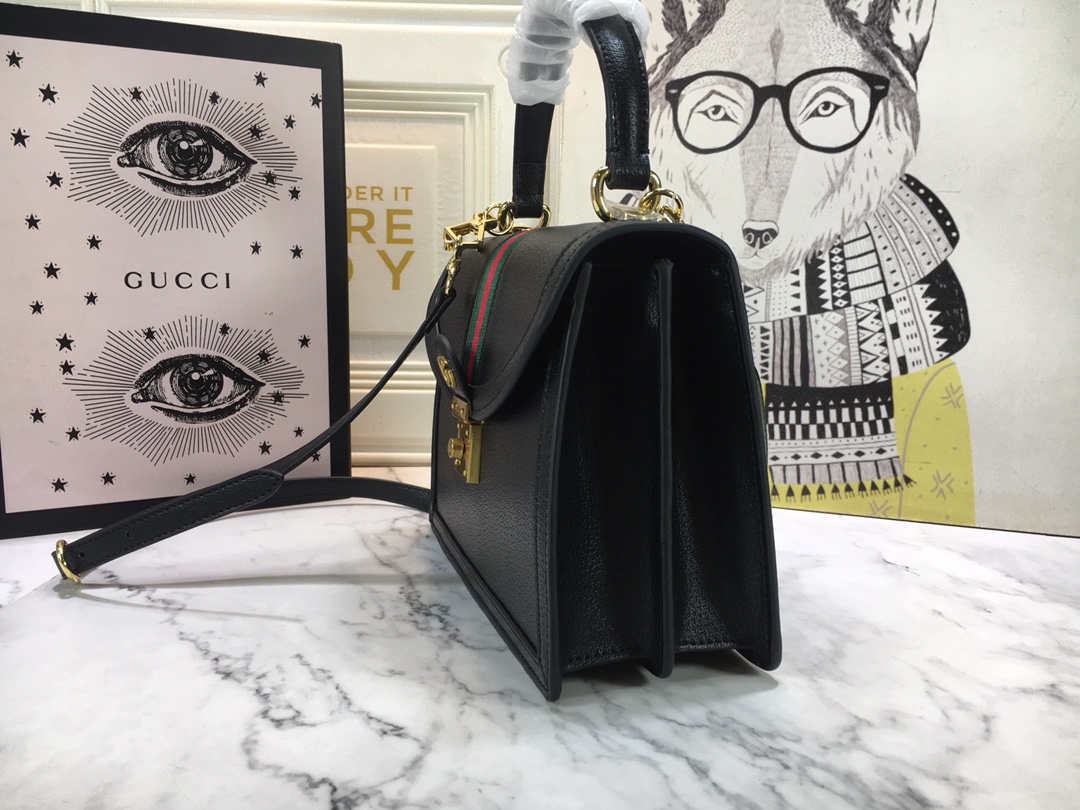 Replica Gucci Ophidia Small Top Handle Bag With Web Black/White - Image 2