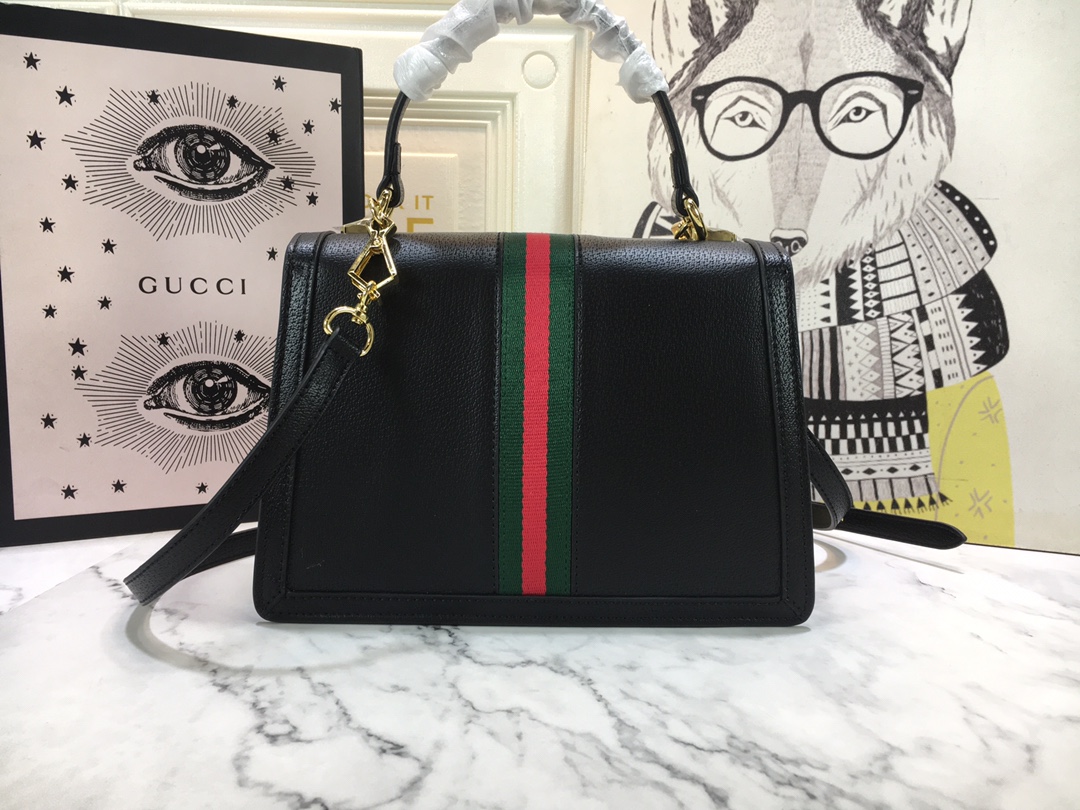 Replica Gucci Ophidia Small Top Handle Bag With Web Black/White - Image 3