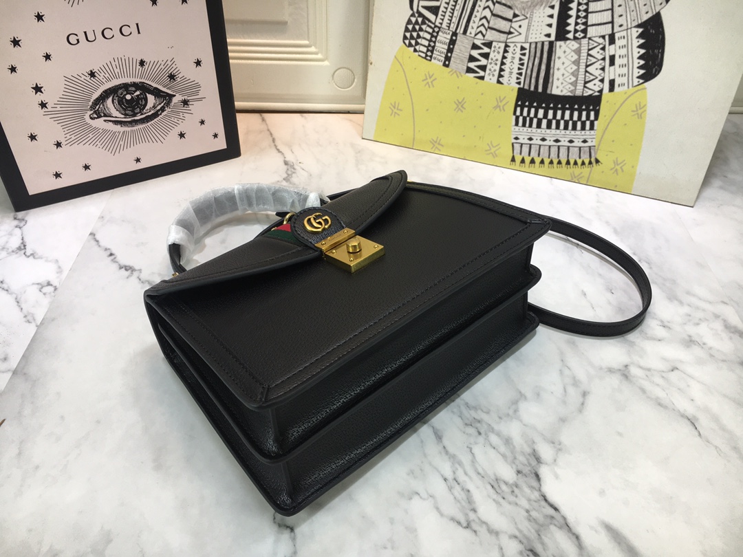 Replica Gucci Ophidia Small Top Handle Bag With Web Black/White - Image 4
