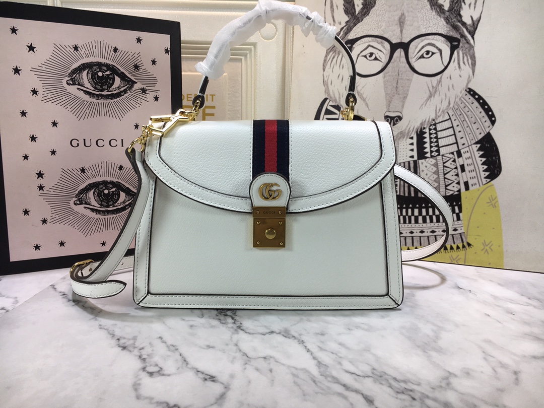 Replica Gucci Ophidia Small Top Handle Bag With Web Black/White - Image 6
