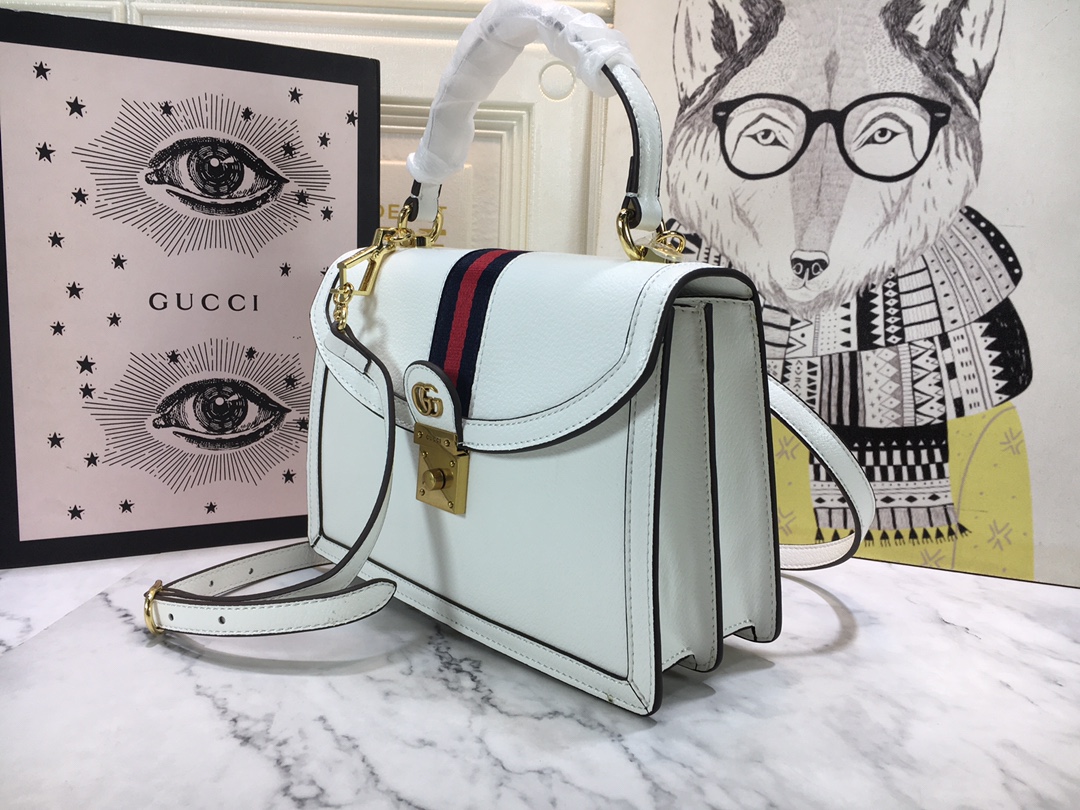 Replica Gucci Ophidia Small Top Handle Bag With Web Black/White - Image 7