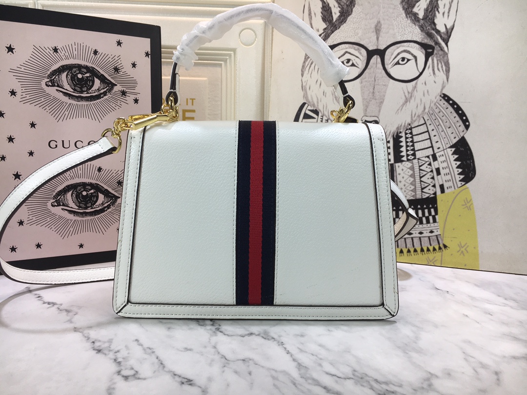 Replica Gucci Ophidia Small Top Handle Bag With Web Black/White - Image 8