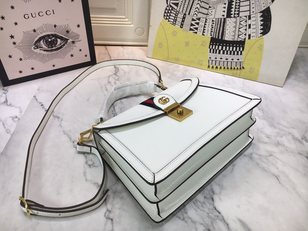 Replica Gucci Ophidia Small Top Handle Bag With Web Black/White - Image 9