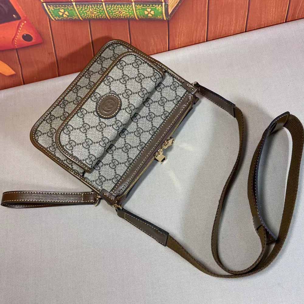 Replica Gucci Messenger Bag With Interlocking G Black/Grey 674164 - Image 11