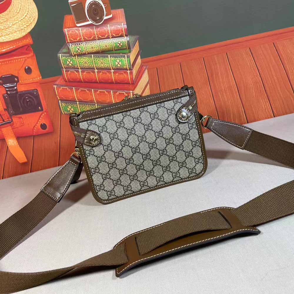 Replica Gucci Messenger Bag With Interlocking G Black/Grey 674164 - Image 13