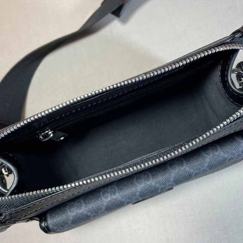 Replica Gucci Messenger Bag With Interlocking G Black/Grey 674164 - Image 7