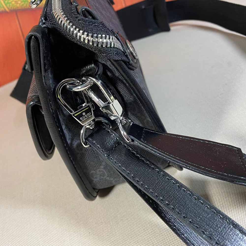 Replica Gucci Messenger Bag With Interlocking G Black/Grey 674164 - Image 6
