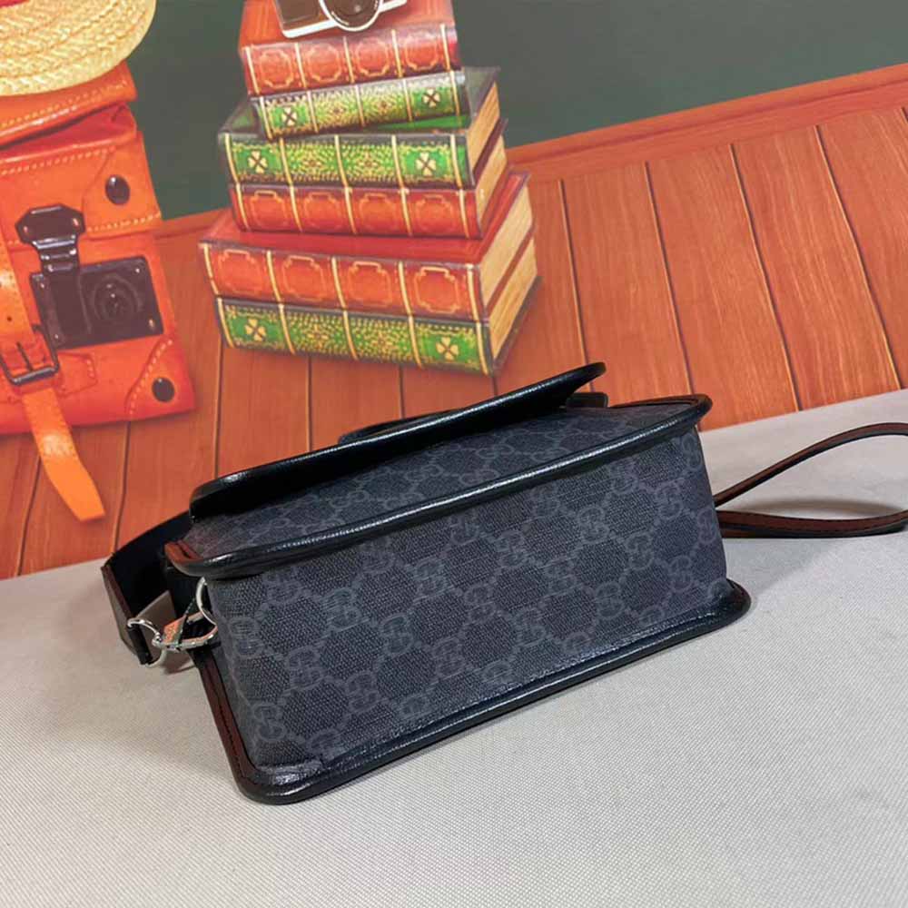 Replica Gucci Messenger Bag With Interlocking G Black/Grey 674164 - Image 5