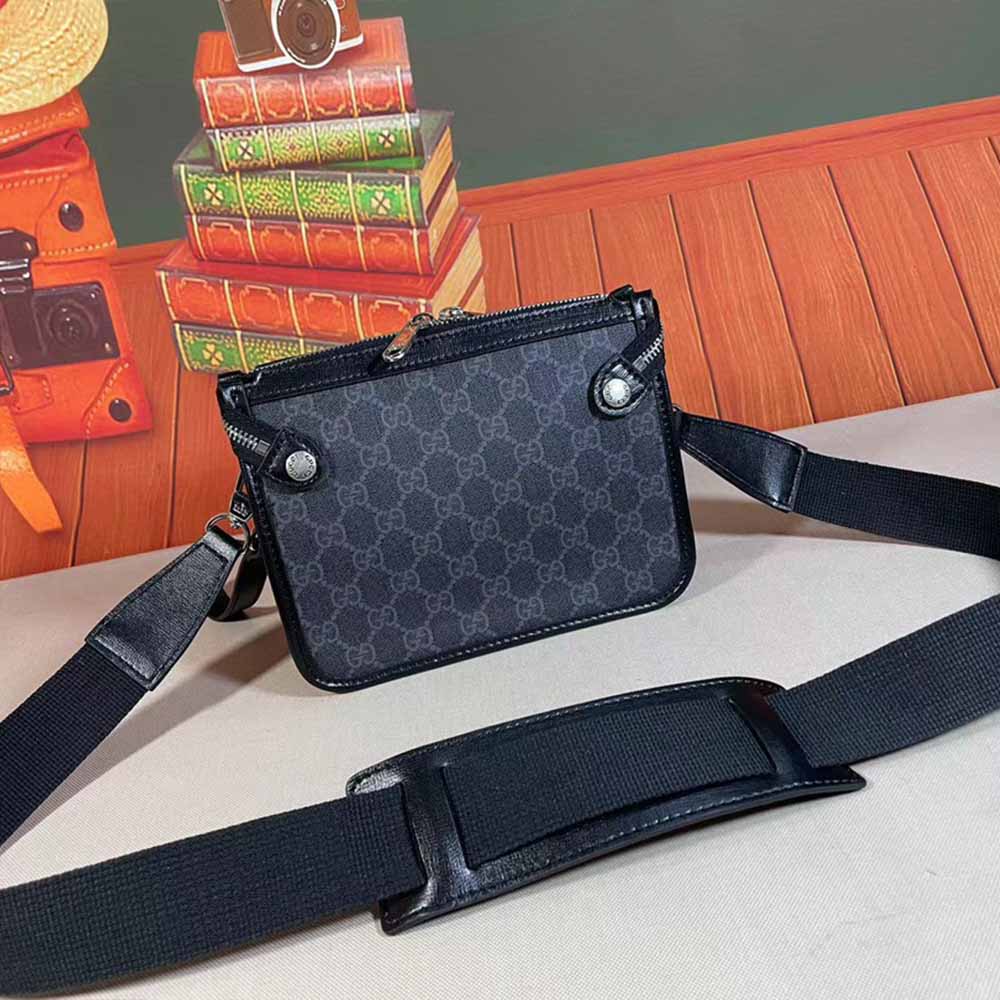 Replica Gucci Messenger Bag With Interlocking G Black/Grey 674164 - Image 3