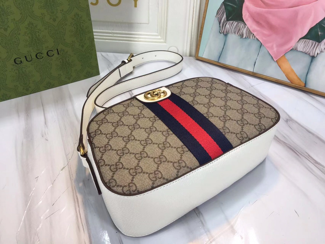 Replica Gucci Ophidia Double G Shoulder Bag- Black/White - Image 11