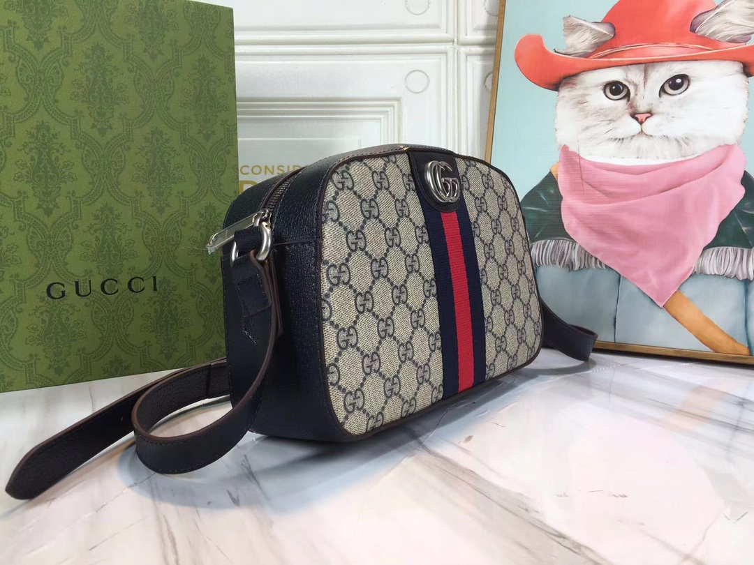 Replica Gucci Ophidia Double G Shoulder Bag- Black/White - Image 2