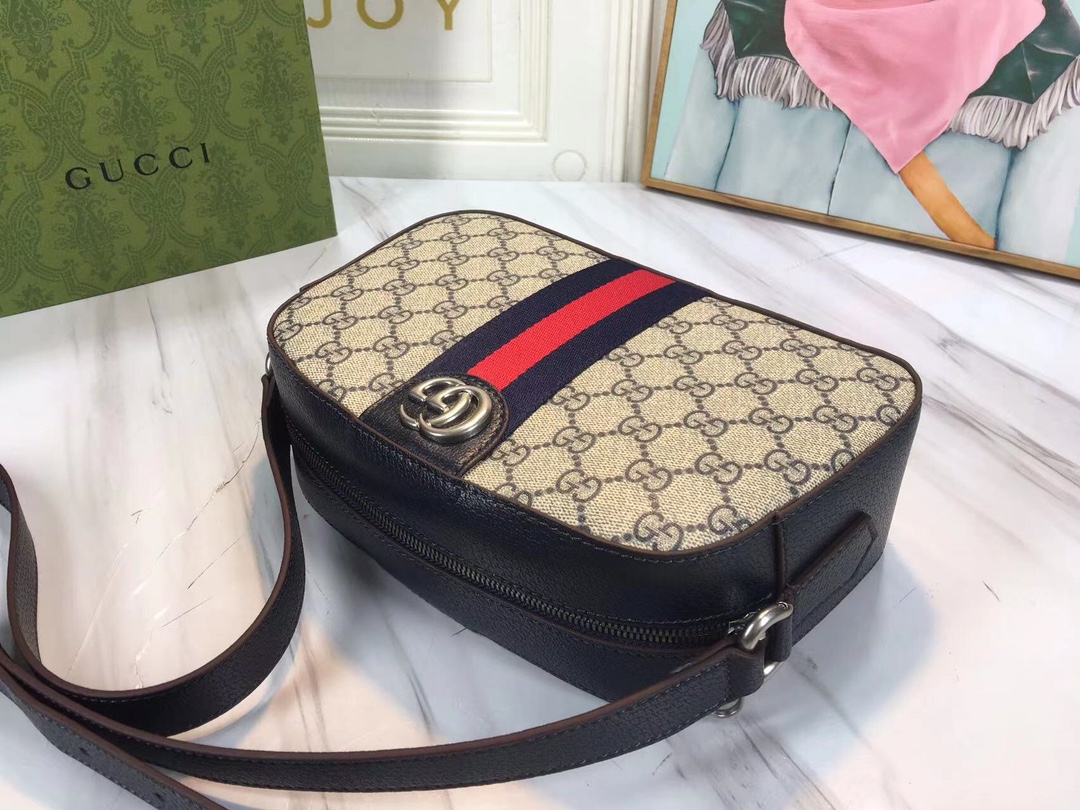 Replica Gucci Ophidia Double G Shoulder Bag- Black/White - Image 4