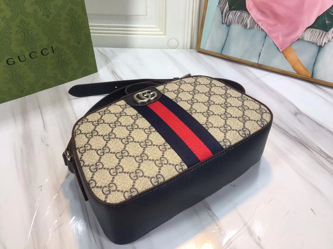 Replica Gucci Ophidia Double G Shoulder Bag- Black/White - Image 5
