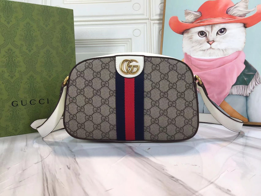 Replica Gucci Ophidia Double G Shoulder Bag- Black/White - Image 7