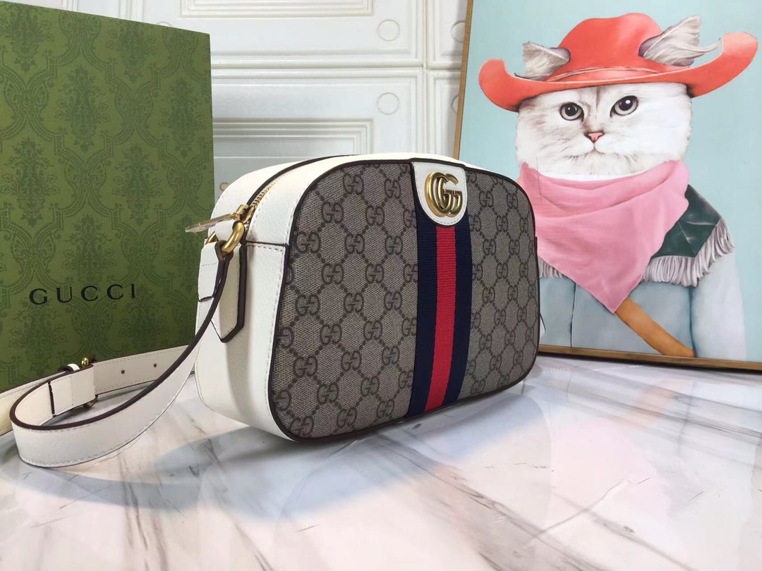 Replica Gucci Ophidia Double G Shoulder Bag- Black/White - Image 8