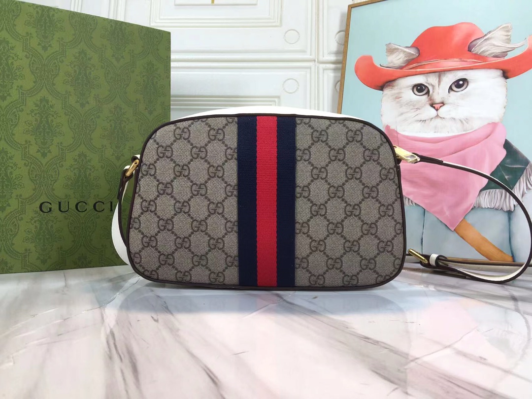 Replica Gucci Ophidia Double G Shoulder Bag- Black/White - Image 9