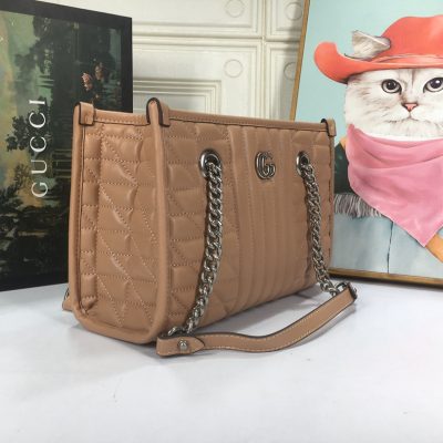 Alternative view of Replica Gucci Marmont Small Tote Bag- Brown/Gray/White