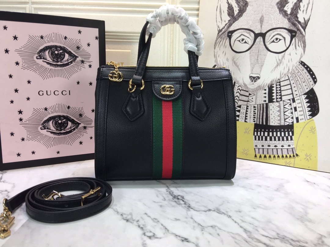Replica Gucci Ophidia Small Tote Bag Black/White