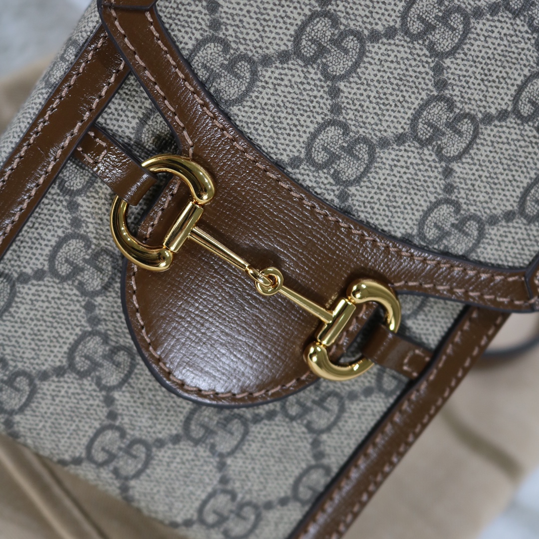 Replica Gucci Horsebit 1955 Mini Bag Monogram Canvas - Image 4
