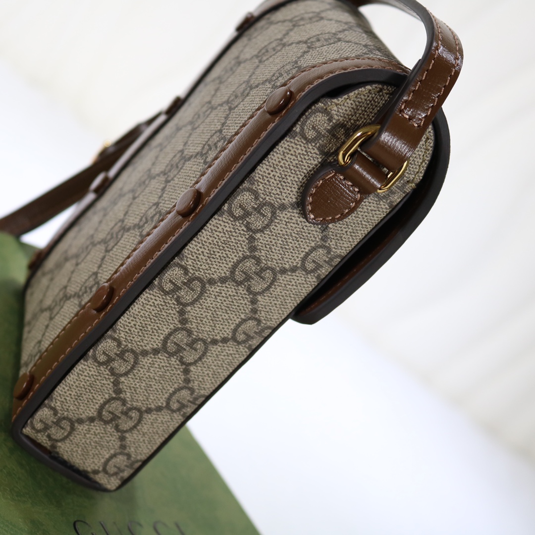 Replica Gucci Horsebit 1955 Mini Bag Monogram Canvas - Image 6