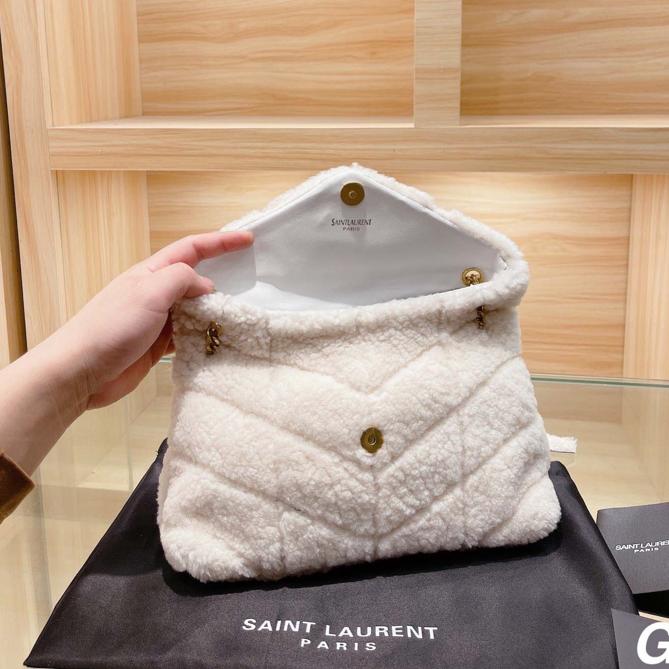 Replica Ysl Puffer Small Bag In Shearling And Leather - Image 5