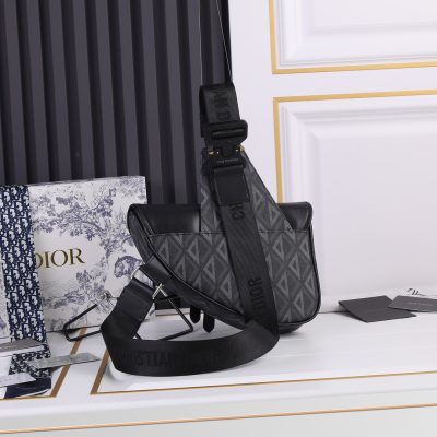 Alternative view of Replica Dior Cd Diamond Canvas Saddle Bag- Black/White