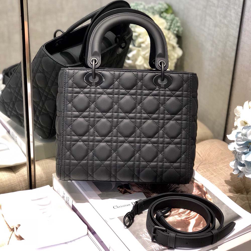 Replica Dior Aaa-Medium Lady Dr Bag Black/Pink/Grey - Image 3