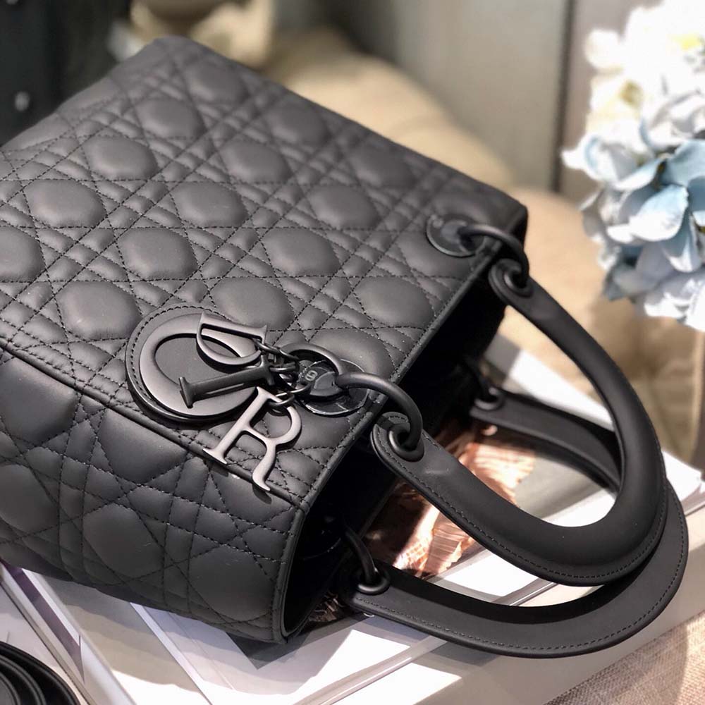 Replica Dior Aaa-Medium Lady Dr Bag Black/Pink/Grey - Image 4