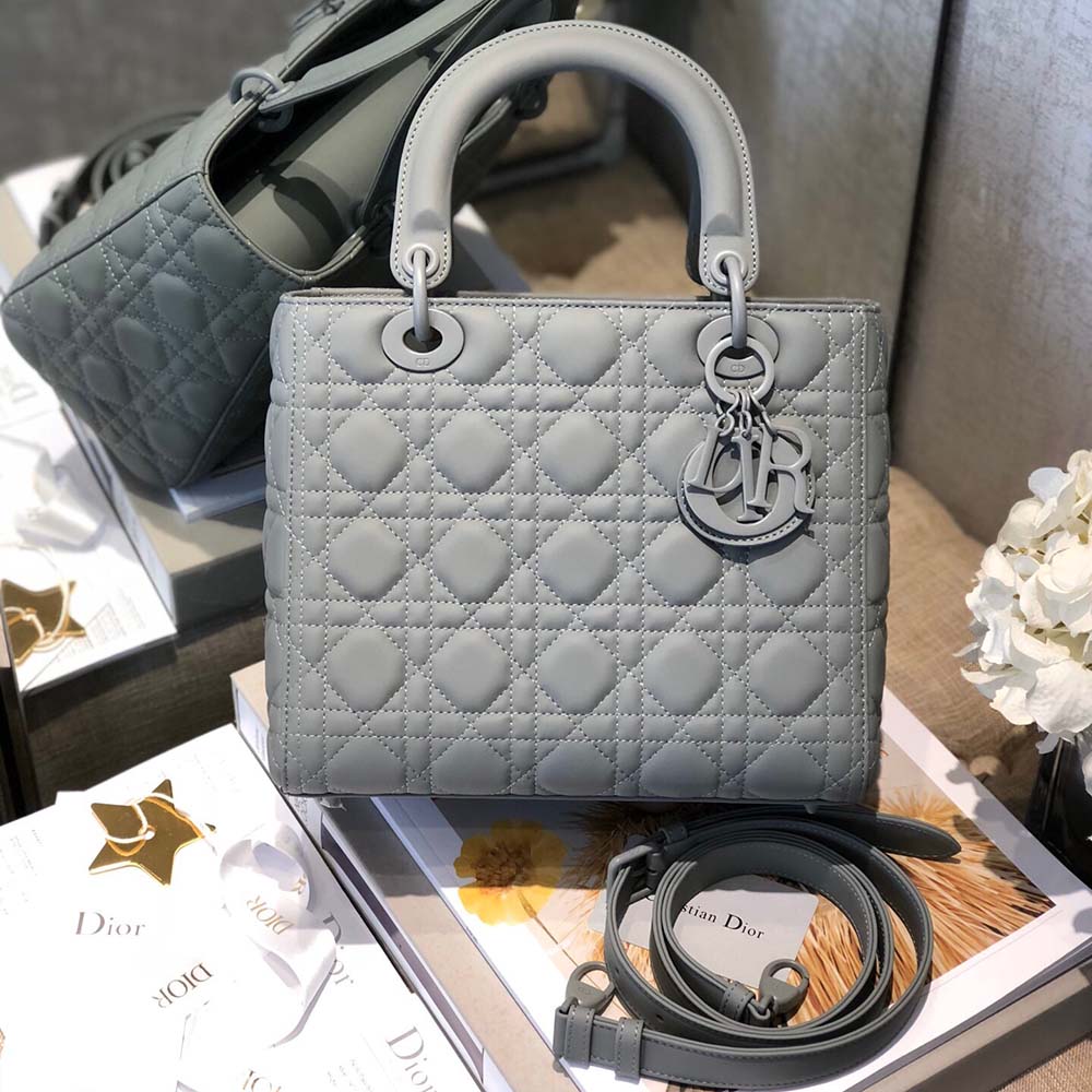 Replica Dior Aaa-Medium Lady Dr Bag Black/Pink/Grey - Image 6