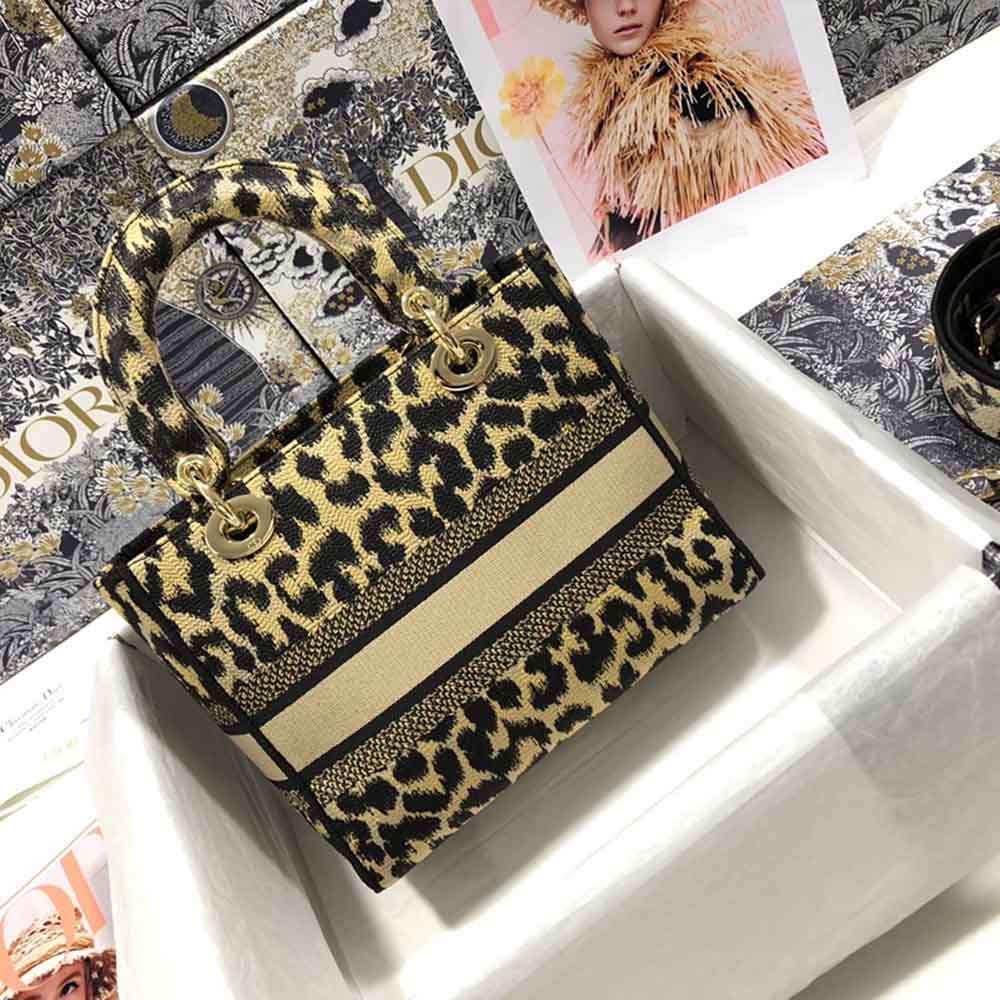 Replica Dior Aaa-Leopard Medium Lady D-Lite Bag M0566/Embroidery - Image 8