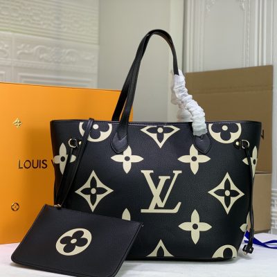 Replica Louis Vuitton Neverfull M45679 Mm Tote Bag White/Black