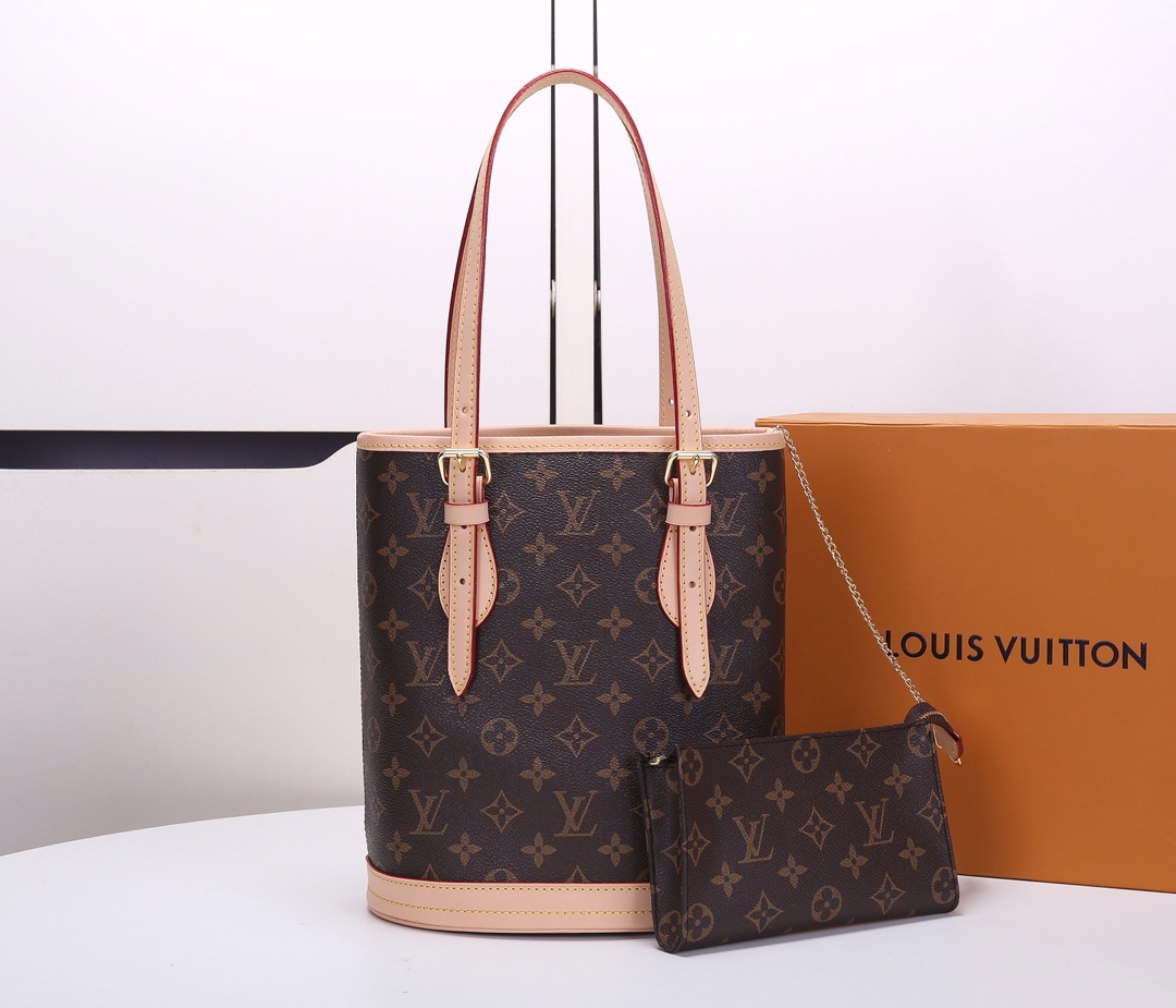 Replica Louis Vuitton Monogram Bucket Pm Tote Bag With Wallet M42238