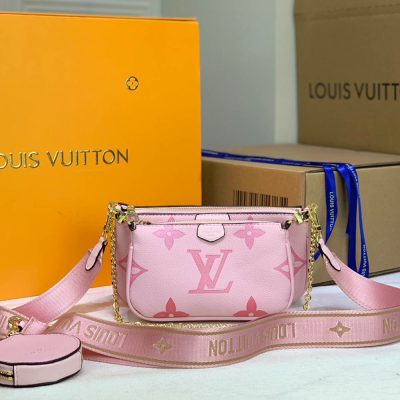 Replica Louis Vuitton Multi Pochette Accessoires-M44823 Pink/Blue/Beige