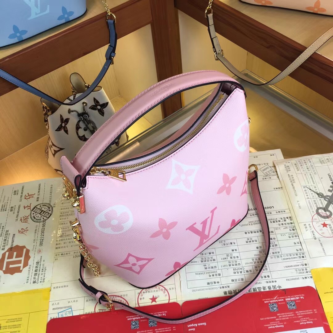 Replica Louis Vuitton Marshmallow Hobo Bag Beige/Pink/Blue - Image 8