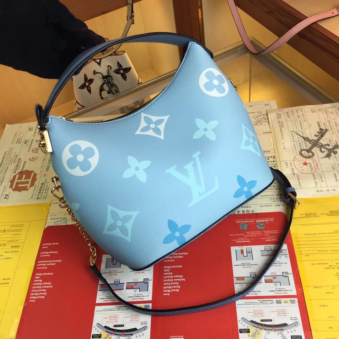 Replica Louis Vuitton Marshmallow Hobo Bag Beige/Pink/Blue - Image 12