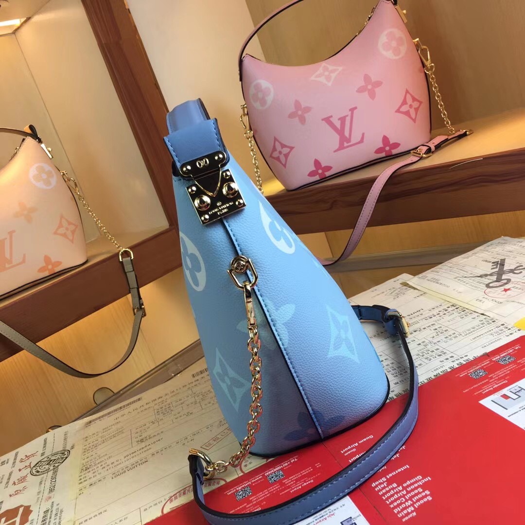 Replica Louis Vuitton Marshmallow Hobo Bag Beige/Pink/Blue - Image 13