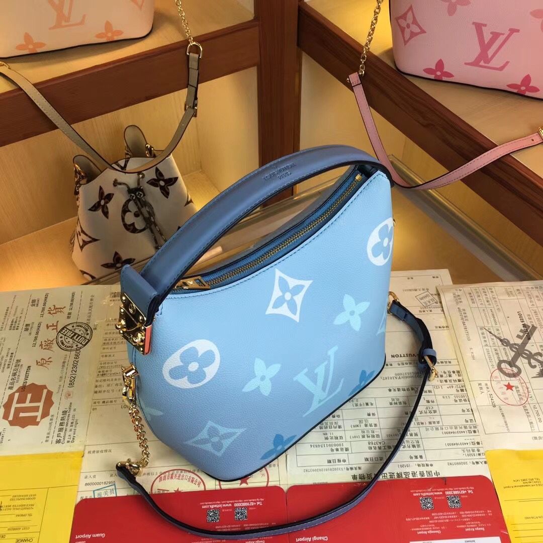 Replica Louis Vuitton Marshmallow Hobo Bag Beige/Pink/Blue - Image 14