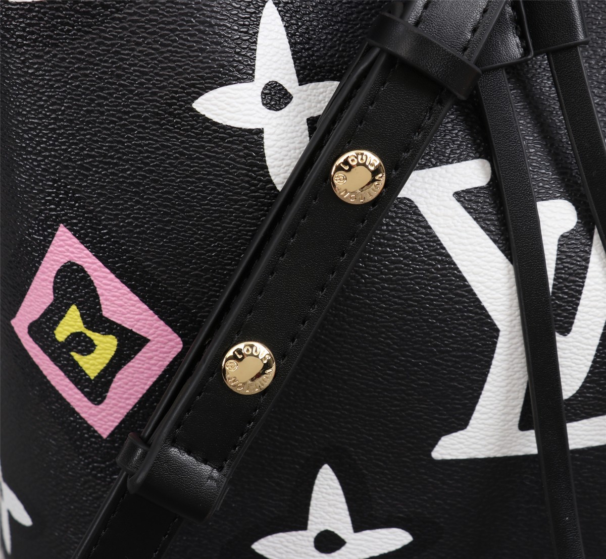 Replica Louis Vuitton Neonoe Mm Bucket Bag Black/White - Image 4