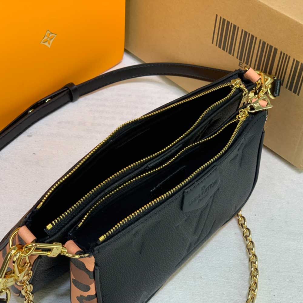 Replica Louis Vuitton Leopard Multi Pochette Accessoires M58520 Black/Brown - Image 3