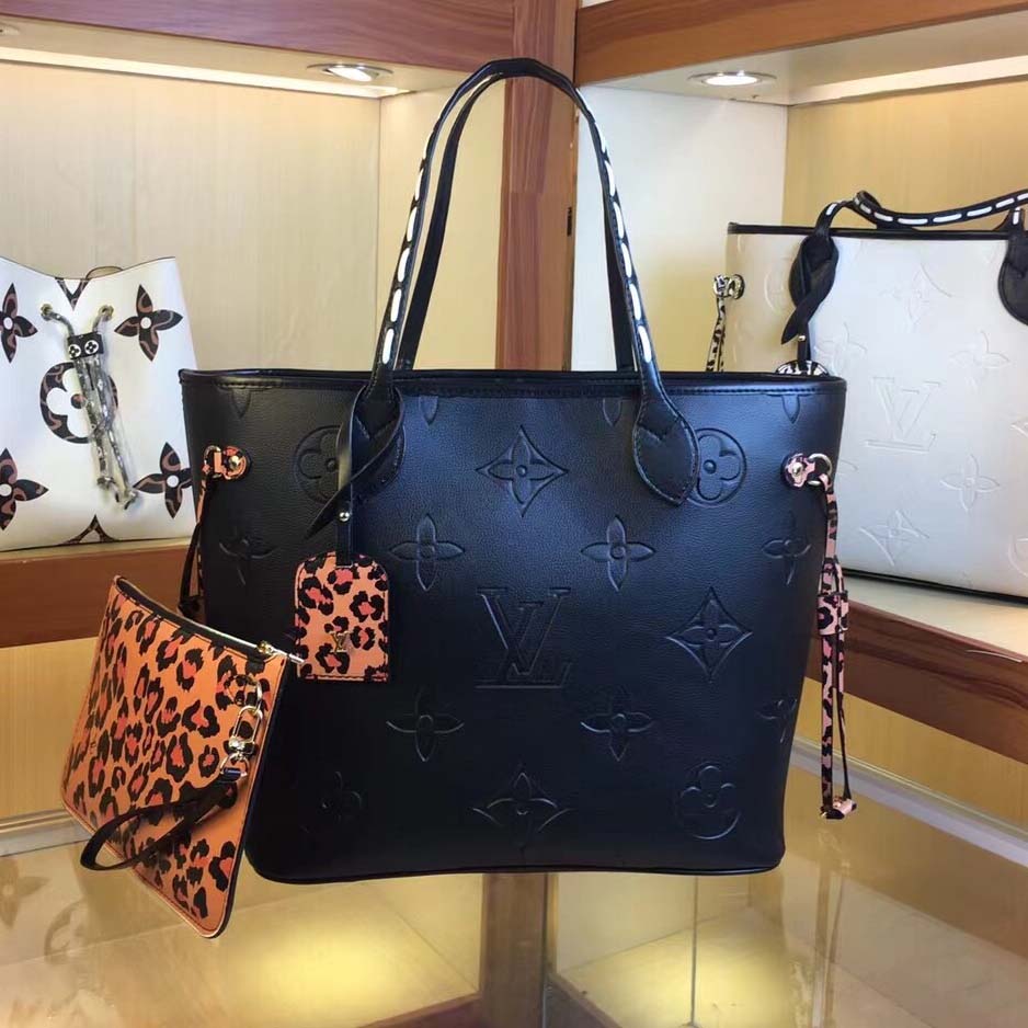 Replica Louis Vuitton Neverfull Mm Tote Black/White - Image 6