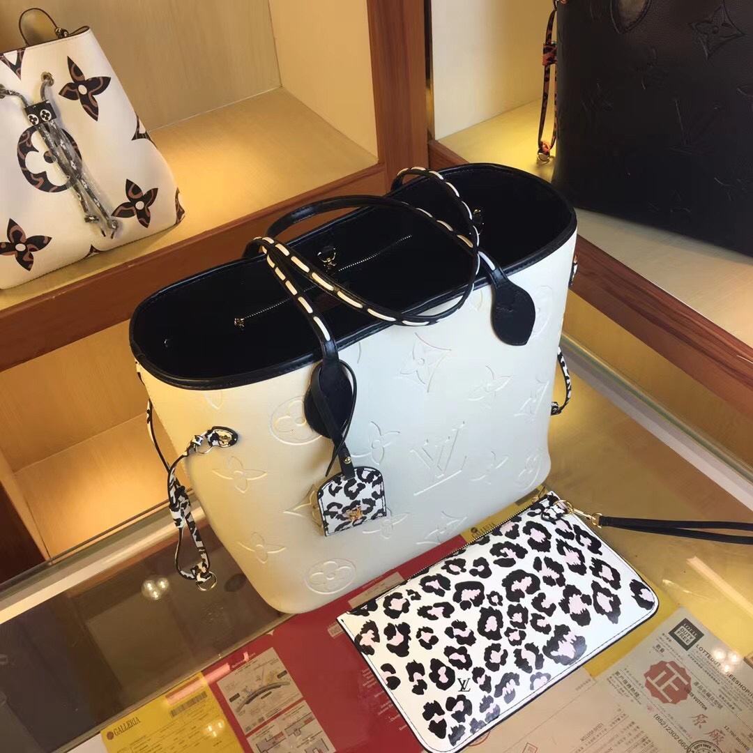 Replica Louis Vuitton Neverfull Mm Tote Black/White - Image 4