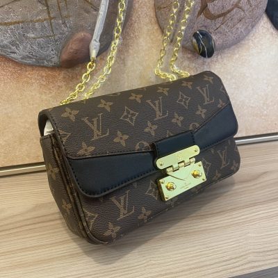 Alternative view of Replica Louis Vuitton Marceau Chain Handbag- Black/Brown