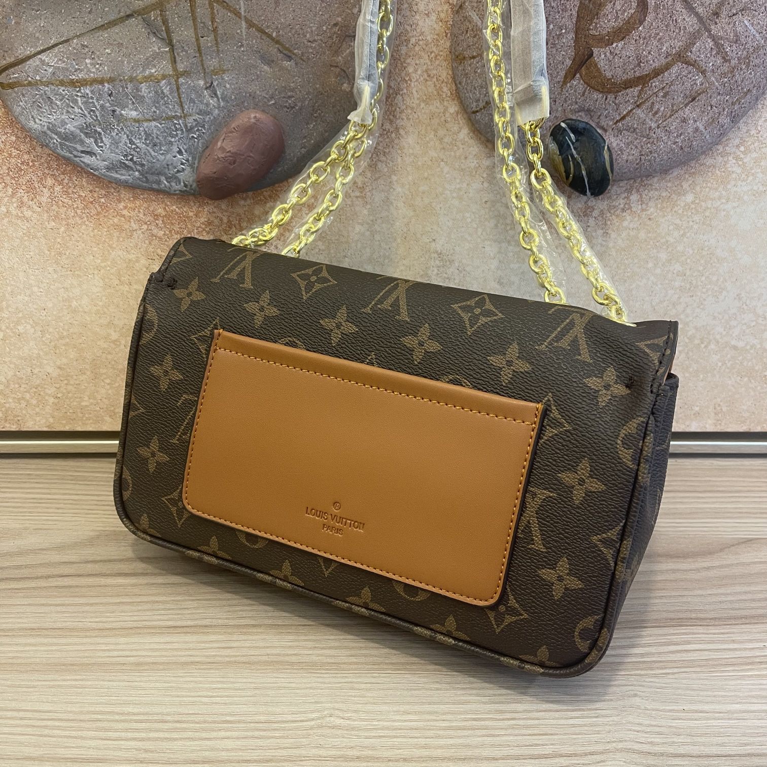 Replica Louis Vuitton Marceau Chain Handbag- Black/Brown - Image 8
