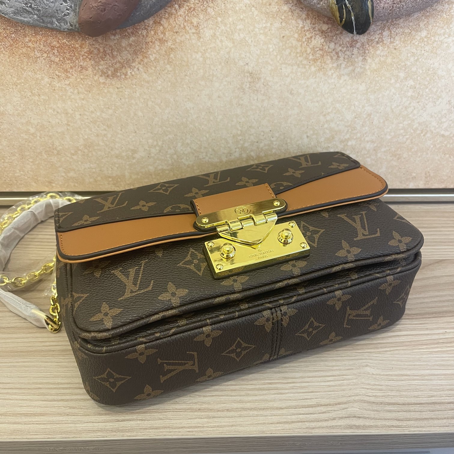 Replica Louis Vuitton Marceau Chain Handbag- Black/Brown - Image 9