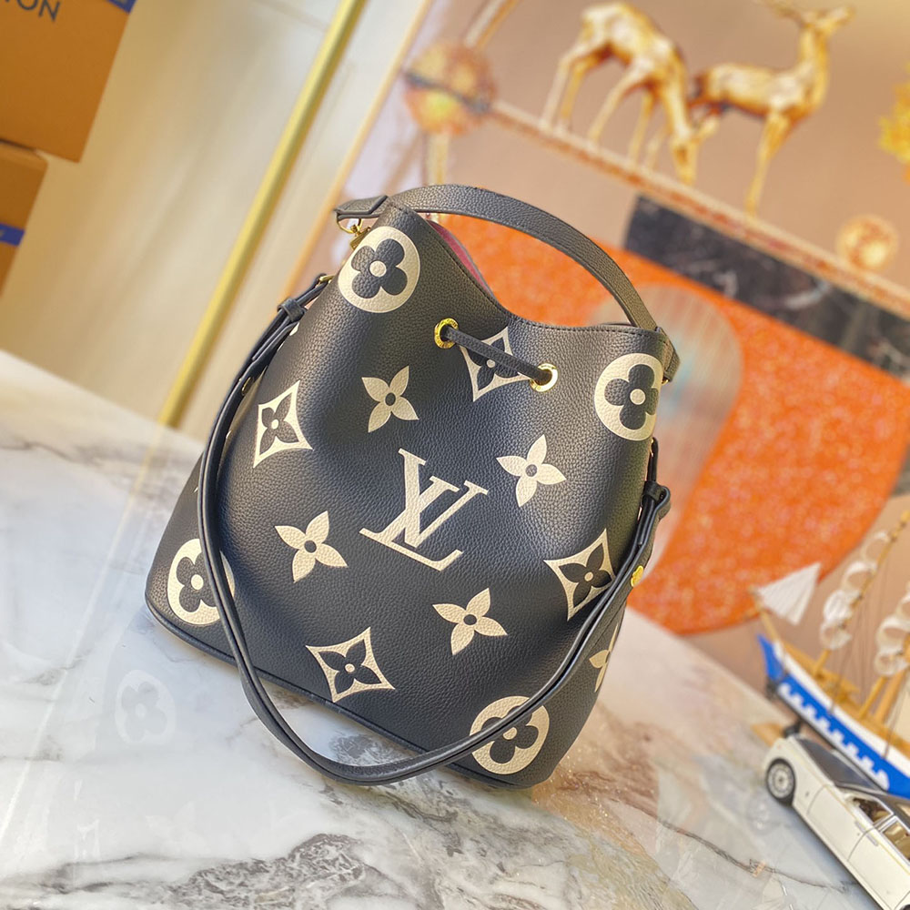 Replica Louis Vuitton Neonoe Mm Bucket Bag- Black/Brown - Image 3
