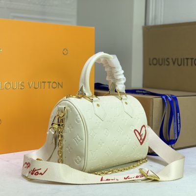 Alternative view of Replica Louis Vuitton Limited Edition Speedy Bandouliere 22 White/Pink