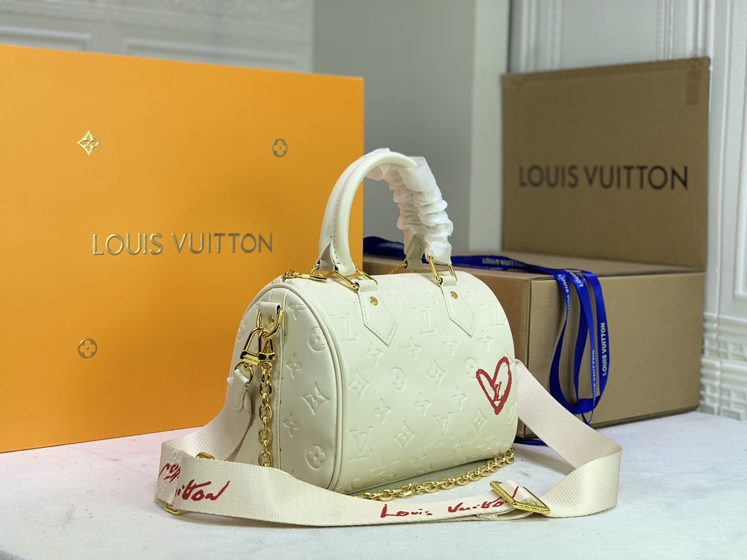 Replica Louis Vuitton Limited Edition Speedy Bandouliere 22 White/Pink - Image 2